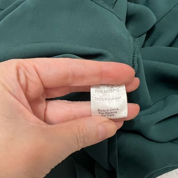 Parker Medium Green blouse with ruffles long sleeve - Picture 9 of 11